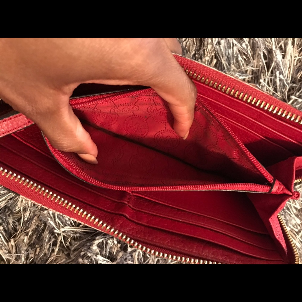 Red genuine leather Michael Kors wallet
